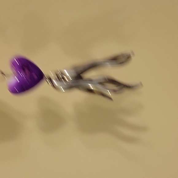 Pink and black swirly print long scarf with silver metal and purple tassels - Picture 2 of 5